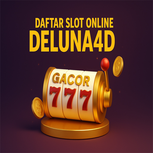 Ilustrasi 3D situs slot online DELUNA4D dengan elemen keamanan digital dan mesin slot gacor modern